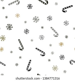 Dark Green, Yellow vector seamless pattern with delicious xmas candies.