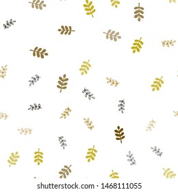Dark Green, Yellow vector seamless elegant wallpaper with leaves. leaves on blurred abstract background with gradient. Pattern for trendy fabric, wallpapers.