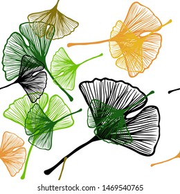 Dark Green, Yellow vector seamless doodle background with leaves. Creative illustration in blurred style with leaves. Design for textile, fabric, wallpapers.