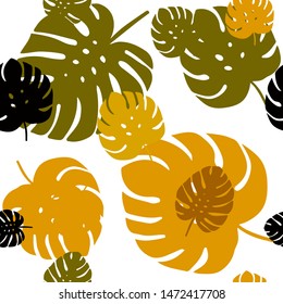 Dark Green, Yellow vector seamless abstract design with leaves. leaves on blurred abstract background with gradient. Pattern for trendy fabric, wallpapers.