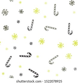 Dark Green, Yellow vector seamless background with tasty xmas sweets.