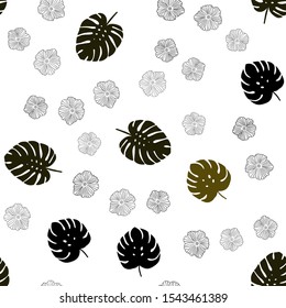 Dark Green, Yellow vector seamless doodle layout with flowers, leaves. Colorful abstract illustration with leaves in doodle style. Pattern for trendy fabric, wallpapers.