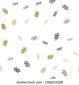 Dark Green, Yellow vector seamless doodle backdrop with leaves. A vague abstract illustration with leaves in doodles style. Design for wallpaper, fabric makers.