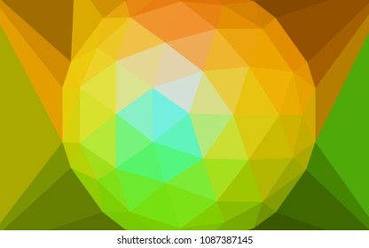 Dark Green, Yellow vector shining triangular layout with a gem in a centre. Abstract illustration with an elegant triangles. Brand new design for your business.