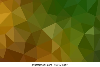 Dark Green, Yellow vector shining triangular backdrop. Geometric illustration in Origami style with gradient.  Brand new design for your business.