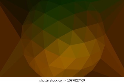 Dark Green, Yellow vector shining triangular layout with a gem in a centre. Illustration in Origami style with gradient.  Pattern for a brand book's backdrop.