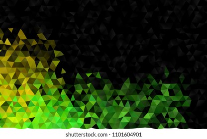 Dark Green, Yellow vector shining triangular background. Creative illustration in halftone style with gradient. The polygonal design can be used for your web site.