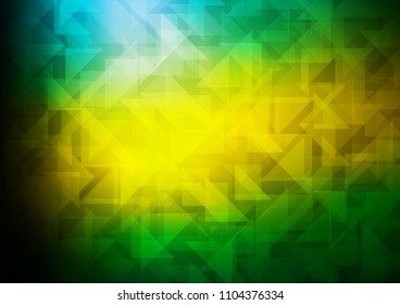 Dark Green, Yellow vector shining hexagonal background. Geometric illustration in Origami style with gradient.  A completely new design for your business.