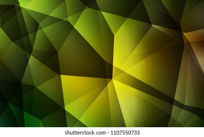 Dark Green, Yellow vector shining triangular layout. A sample with polygonal shapes. Completely new template for your banner.