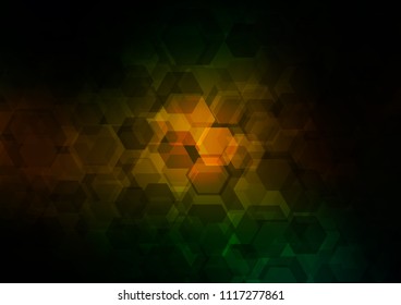 Dark Green, Yellow vector shining hexagonal pattern. A sample with polygonal shapes. A completely new template for your business design.