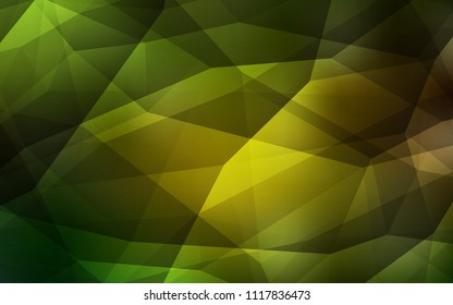 Dark Green, Yellow vector shining triangular layout. Geometric illustration in Origami style with gradient.  Brand new style for your business design.