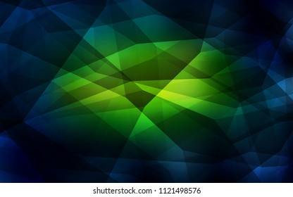 Dark Green, Yellow vector shining triangular backdrop. Polygonal abstract illustration with gradient. Template for cell phone's backgrounds.
