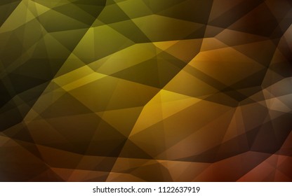 Dark Green, Yellow vector shining triangular backdrop. A sample with polygonal shapes. Brand new style for your business design.