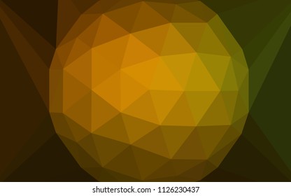 Dark Green, Yellow vector shining triangular cover with a gem in a centre. Colorful illustration with gradient. A new texture for your web site.