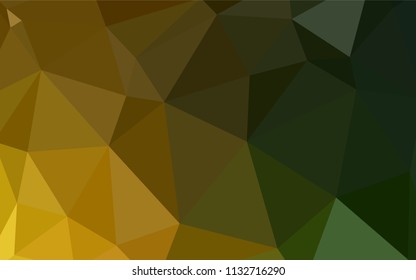 Dark Green, Yellow vector shining triangular backdrop. Elegant bright polygonal illustration with gradient. Best triangular design for your business.