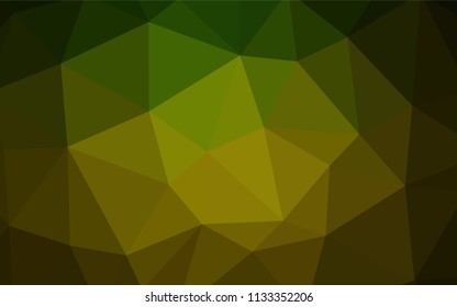 Dark Green, Yellow vector shining triangular cover. Triangular geometric sample with gradient.  Polygonal design for your web site.