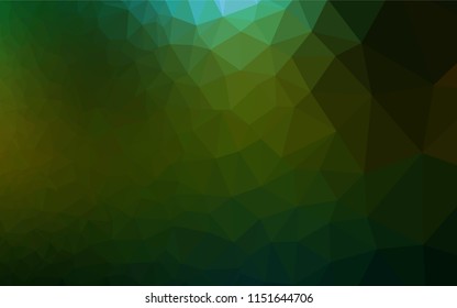 Dark Green, Yellow vector shining hexagonal background. Triangular geometric sample with gradient.  The polygonal design can be used for your web site.