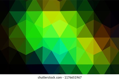 Dark Green, Yellow vector shining triangular backdrop. Colorful abstract illustration with triangles. Textured pattern for your backgrounds.
