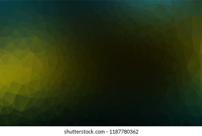 Dark Green, Yellow vector shining hexagonal template. Geometric illustration in Origami style with gradient.  Triangular pattern for your business design.