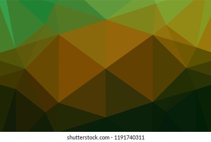 Dark Green, Yellow vector shining hexagonal background. Glitter abstract illustration with an elegant design. The polygonal design can be used for your web site.