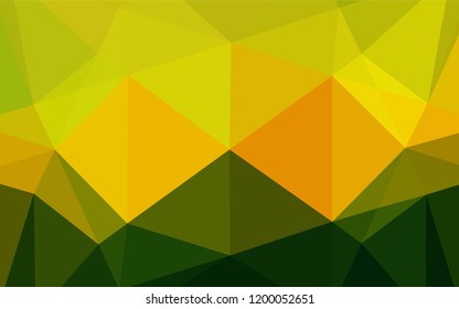 Dark Green, Yellow vector shining hexagonal template. Modern geometrical abstract illustration with gradient. Triangular pattern for your business design.