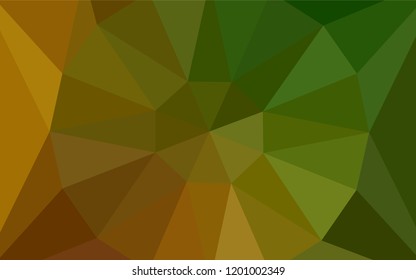 Dark Green, Yellow vector shining triangular cover with a gem in a centre. Illustration in Origami style with gradient.  Pattern for a brand book's backdrop.