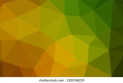 Dark Green, Yellow vector shining triangular cover. Shining colorful illustration with triangles. Brand new style for your business design.