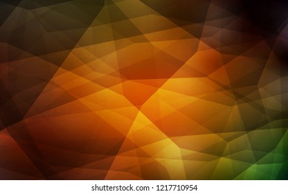 Dark Green, Yellow vector shining triangular layout. Shining polygonal illustration, which consist of triangles. Best triangular design for your business.