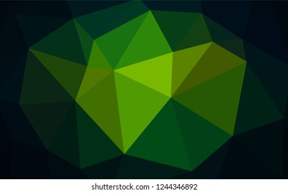 Dark Green, Yellow vector shining triangular cover. Triangular geometric sample with gradient.  Completely new template for your banner.