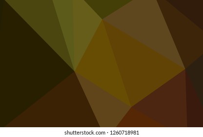 Dark Green, Yellow vector shining triangular cover. Geometric illustration in Origami style with gradient.  New template for your brand book.