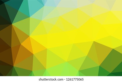 Dark Green, Yellow vector shining hexagonal background. Triangular geometric sample with gradient.  The textured pattern can be used for background.