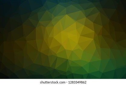 Dark Green, Yellow vector shining triangular template. Creative illustration in halftone style with gradient. Brand new style for your business design.