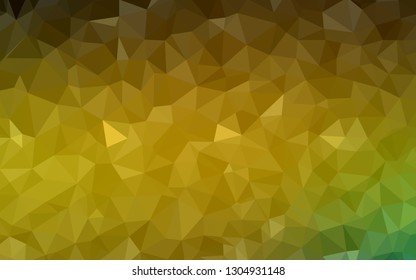 Dark Green, Yellow vector shining triangular layout. Geometric illustration in Origami style with gradient.  Polygonal design for your web site.