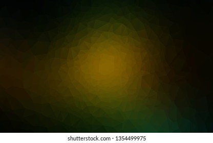 Dark Green, Yellow vector shining triangular background. A vague abstract illustration with gradient. Completely new design for your business.