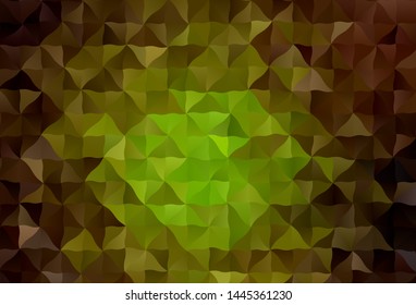 Dark Green, Yellow vector shining triangular backdrop. Polygonal abstract illustration with gradient. Textured pattern for your backgrounds.