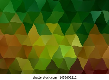 Dark Green, Yellow vector shining triangular background. Shining polygonal illustration, which consist of triangles. Triangular pattern for your design.