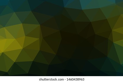 Dark Green, Yellow vector shining triangular background. Colorful illustration in Origami style with gradient.  Template for your brand book.
