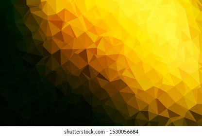 Dark Green, Yellow vector shining triangular pattern. Colorful illustration in Origami style with gradient.  Template for a cell phone background.