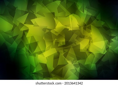 Verde oscuro, vector amarillo brillante diseño triangular. Ilustración abstracta moderna con triángulos. Plantilla completamente nueva para su banner.