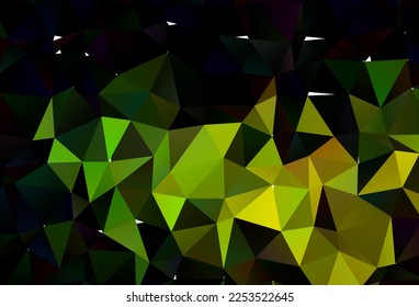 Dark Green, Yellow vector shining triangular background. A sample with polygonal shapes. New texture for your design.