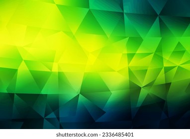 Dunkelgrüner, gelber Vektorgrafik-leuchtender dreieckiger Hintergrund. Moderne abstrakte Illustration mit Dreiecken. Komplett neue Vorlage für Ihr Banner.