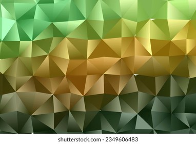 Dark Green, Yellow vector shining triangular background. Modern geometrical abstract illustration with gradient. The best triangular design for your business.