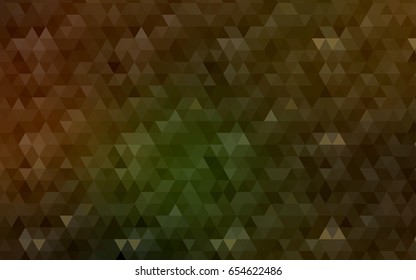 Dark Green, Yellow vector shining triangular background. Geometric illustration in Origami style with gradient.  Brand-new style for your business design.