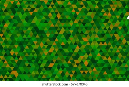 Dark Green, Yellow vector shining triangular pattern. Creative illustration in halftone style with gradient. A new texture for your design.