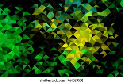 Dark Green, Yellow vector shining triangular template. Colorful abstract illustration with gradient. The template can be used as a background for cell phones.