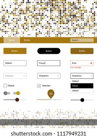 Dark Green, Yellow vector style guide with circles. Simple Material Design Kit with colorful dots in header. This sample is for your website.