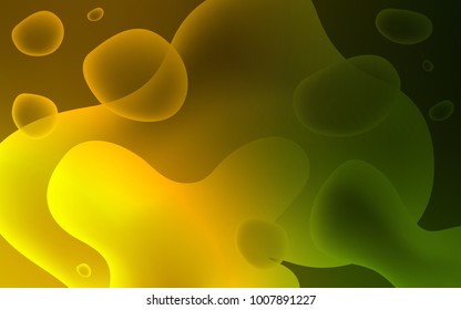 Dark Green, Yellow vector template with liquid shapes. Creative illustration in halftone memphis style with gradient. A completely new template for your business design.