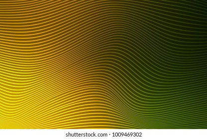 Dark Green, Yellow vector template with lines. Modern gradient abstract illustration with bandy lines. A new texture for your  ad, booklets, leaflets.