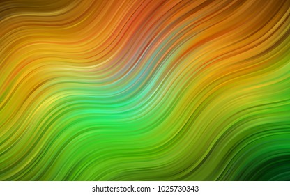 Dark Green, Yellow vector template with bent lines. An elegant bright illustration with gradient. Brand-new design for your ads, poster, banner.