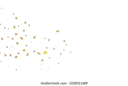 Dark Green, Yellow vector template with Euro, Dollar, Yen. Abstract illustration with colored financial digital symbols. The pattern can be used for financial, investment websites.